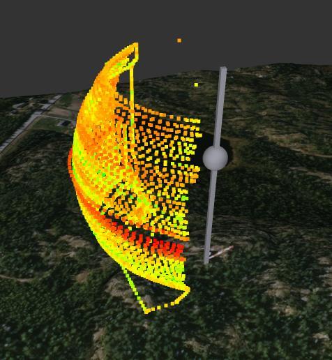 toteutunut lentoreitti 3D:nä piirrettynä Mittauksissa mitattu suure oli 3G