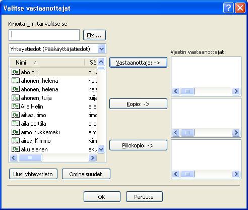 2 2 Uuden viestin luominen Aloita uuden viestin luominen napsauttamalla työkalurivistä uuden viestin luomispainiketta tai valitsemalla valikkoriviltä Viesti/Uusi Viesti (Send/New Message) Avautuva