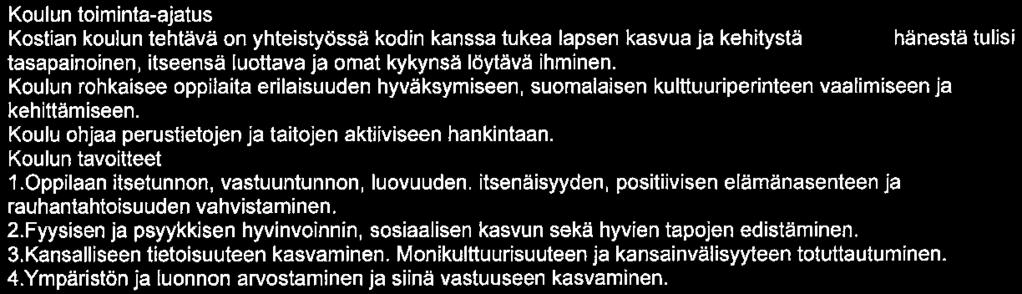 Nämä tavoitteet jaetaan kaikkien oppilaiden huoltajille syyskuun loppuun mennessä. Kerhotoiminta Kostian koululle on lukuvuodeksi 2017-2018 varattu 3 kerhotuntia viikkoa kohden.