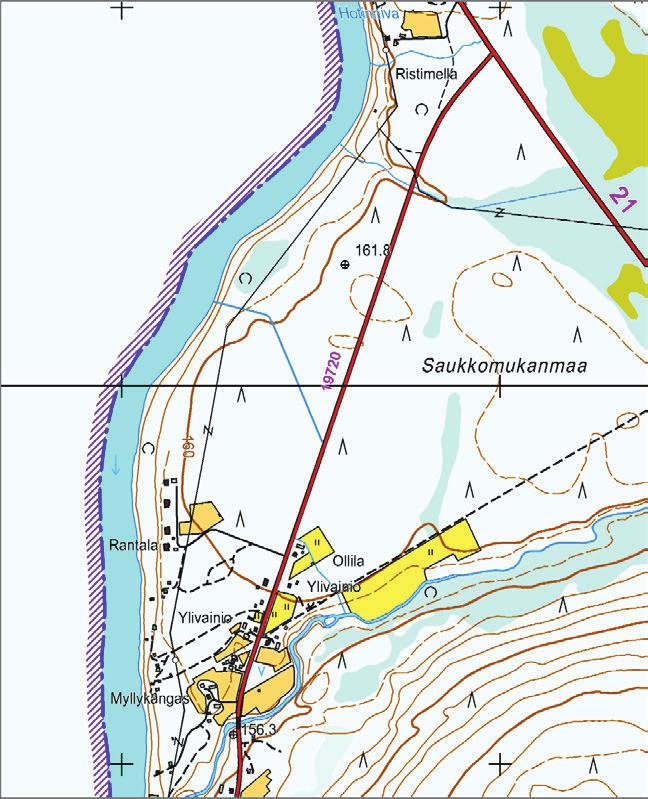 Karttaote Kolari Hannukainen putkilinjan arkeologinen inventointi v.