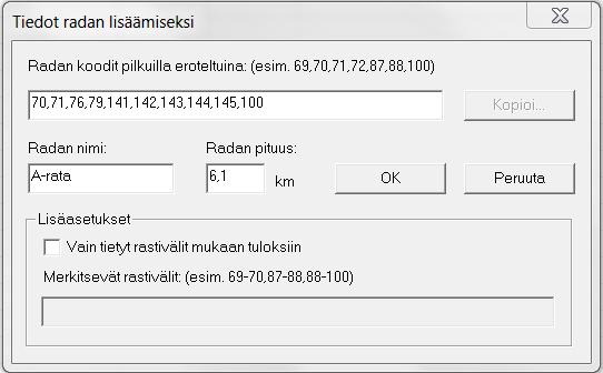 2.4 Ratojen määrittely EResults Lite -ohjelmaan Ratatietoja voi kysyä ratamestarilta tai Mika Kilpiseltä (mika.kilpinen@kopioklubi.fi).