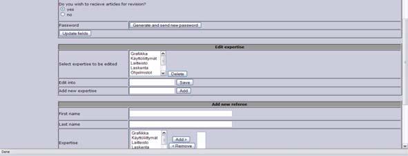 3.6 Käyttäjien hallinta (Organizing users) Toimittaja voi muokata rekisteröityneiden käyttäjien tietoja sekä lisätä uusia asiantuntijoita, toimittajia ja erikoisaloja.