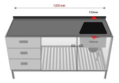 laatikolla 1200x650x870-900 3 1200PPVL Pesupöytä,alhyllyllä ja vetolaatikoilla 1200x650x870-900 4