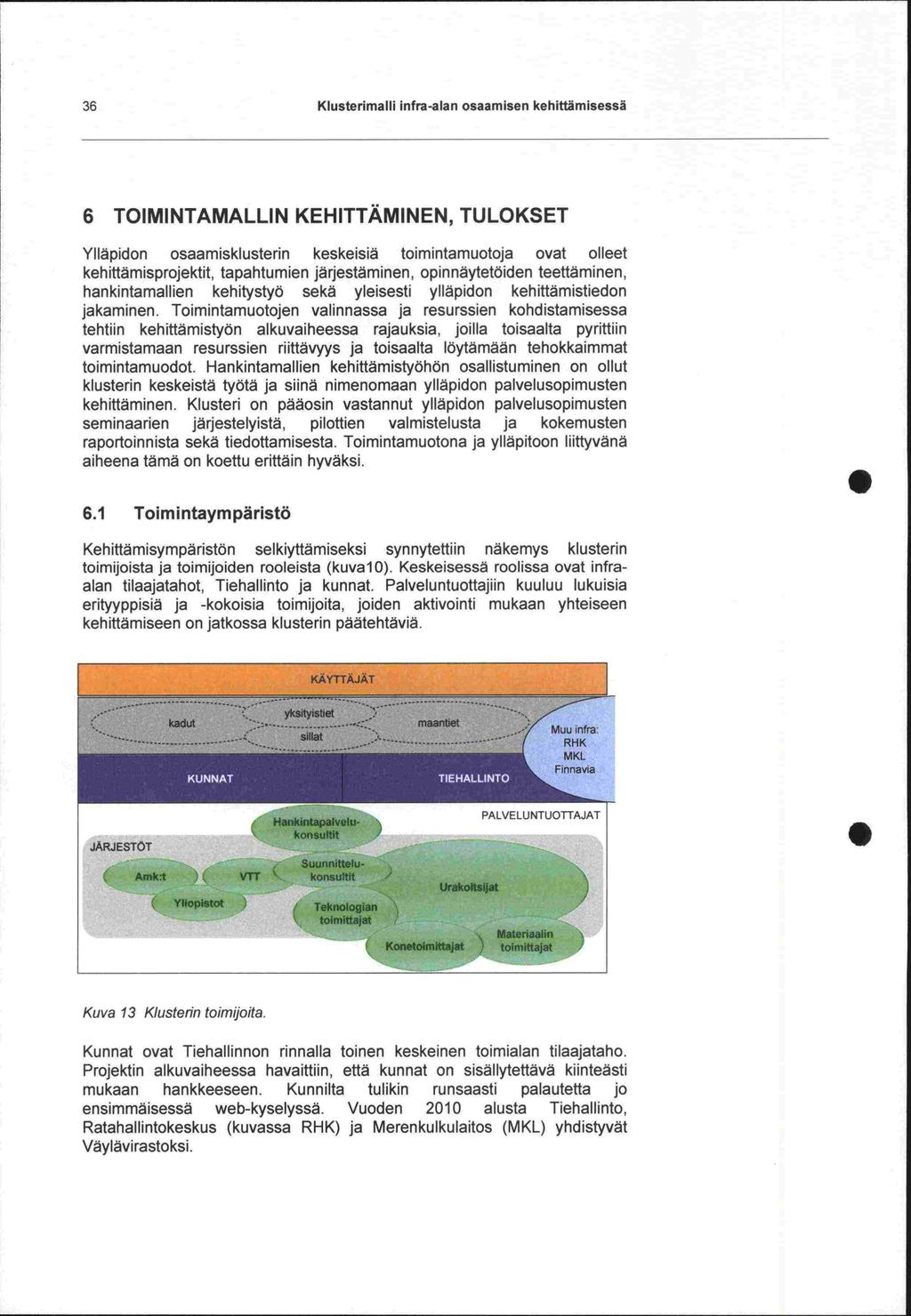 Projektin 36 Klusterimalli infra -alan osaamisen kehittämisessä 6 TOIMINTAMALLIN KEHITTÄMINEN, TULOKSET Ylläpidon osaamiskiusterin keskeisiä toimintamuotoja ovat olleet kehittämisprojektit,