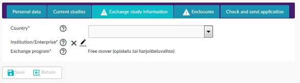 -kuvaketta ja valitse korkeakoulu listalta. Klikkaa. Mikäli harjoittelusi on Erasmus harjoittelu ja olet etsinyt kohteen itse (etkä löydä sitä listalta), klikkaa ikkunan alalaidassa olevaa painiketta.