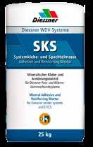 Diessner eristerappausjärjestelmät Eristeiden liimaus SKS Liima- ja verkotuslaasti Menekki Värisävy Pakkauskoko Lavakoko EPS- ja mineraalivillaeristeiden kiinnitykseen ja verkotukseen sisä- ja