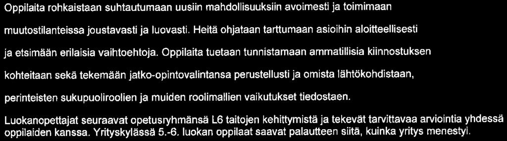 He harjoittelevat työhön tarvittavan ajan arviointia ja muita työn edellytyksiä sekä uusia ratkaisujen löytämistä olosuhteiden muuttuessa.