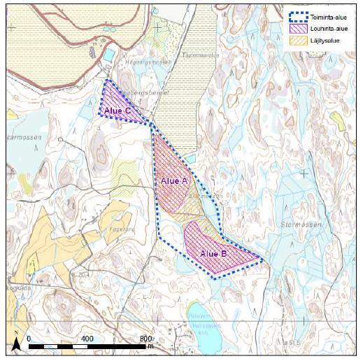 Espoon kaupunki Pöytäkirja 25 Ympäristölautakunta 09.03.2017 Sivu 14 / 68 tasoon +44 m. Osa-alueella A louhitaan tasoon +15 m ja osa-alueella C tasoon +50 m.