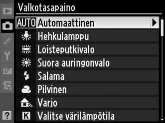 Valkotasapainon hienosäätö Valkotasapainoa hienosäätämällä voidaan korjata valonlähteen väriä tai tarkoituksellisesti lisätä kuvaan lämmin tai kylmä sävy.