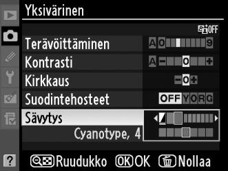 Oranssi saa aikaan enemmän kontrastia kuin keltainen ja R Punainen punainen enemmän kontrastia kuin oranssi. G Vihreä Pehmentää ihon värisävyjä. Voidaan käyttää muotokuvauksessa.