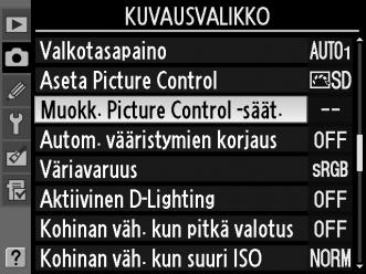 Mukautettujen Picture Control -säätimien luominen Kameran mukana toimitetuista Picture Control -säätimistä