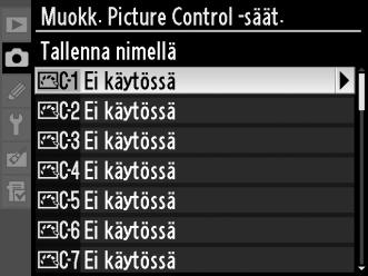 Lisätietoja on sivulla 134. Voit hylätä muutokset ja aloittaa uudestaan oletusasetuksista painamalla O-painiketta.