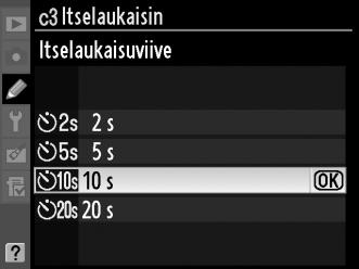 Suljinajan ja aukon näytöt ohjauspaneelissa ja etsimessä sammuvat automaattisesti, kun valotusmittareista katkeaa virta. Lyhempi mittauksen katkaisun viive säästää akun varausta.