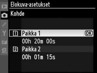 y Elokuva-asetukset Käytä kuvausvalikon kohtaa Elokuva-asetukset, kun haluat valita elokuvan laadun, äänen, kohteen ja manuaaliset elokuva-asetukset.