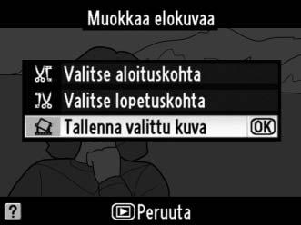 Korosta Kyllä ja paina J luodaksesi valitusta kuvasta JPEG-kopion. Elokuvista otetut stillkuvat on merkitty 9 -kuvakkeella täyskuvatoistossa.