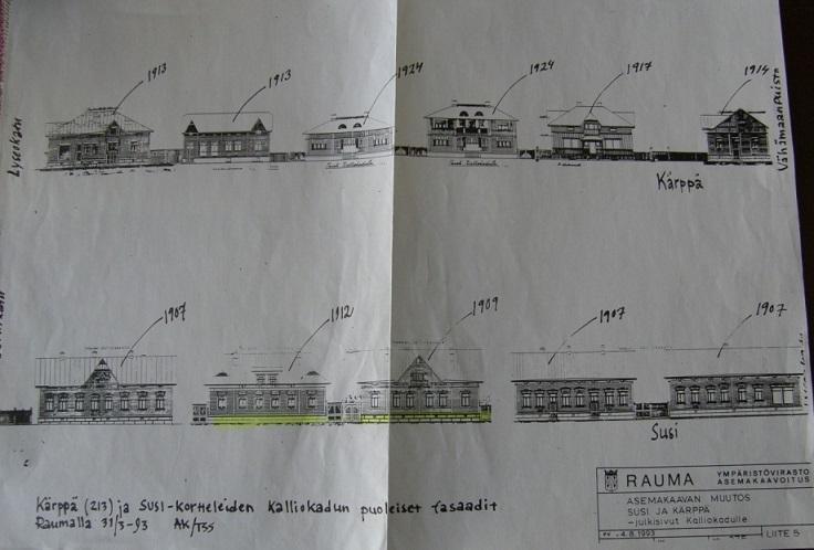 Hallikadun puolen puutalotontit on 1950-2000-luvun aikana korvattu kerrostaloilla.