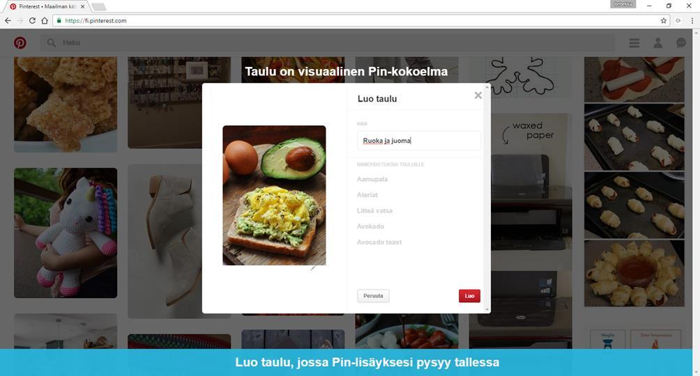 Anna taulullesi nimi ja paina punaista Luonappia