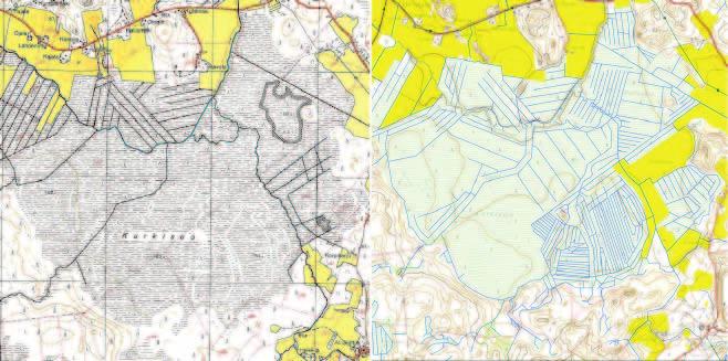 Timo Suomi ja Ale Grundström Pohjakartta Maanmittauslaitos, lupanro 13/MML/11 Pohjakartta Maanmittauslaitos, lupanro 13/MML/11 Kurkisuo 1956 Kurkisuo 2000 Kuva 12.