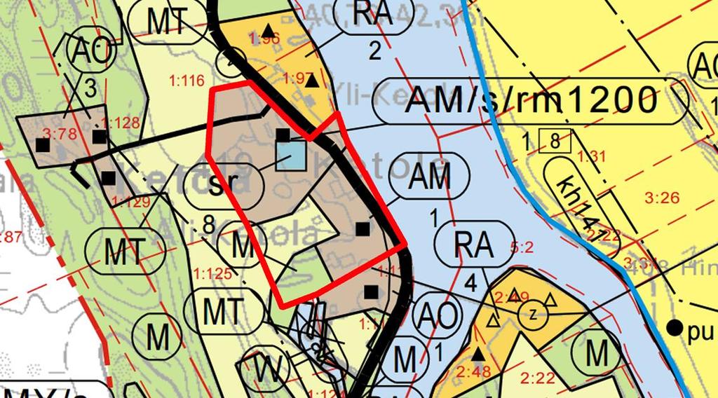 Aluetta koskevat maakuntakaavamerkinnät: Matkailun kehittämisvyöhyke (mv-2). Merkinnällä osoitetaan vyöhykkeitä, joihin kohdistuu merkittäviä matkailun kehittämistarpeita.