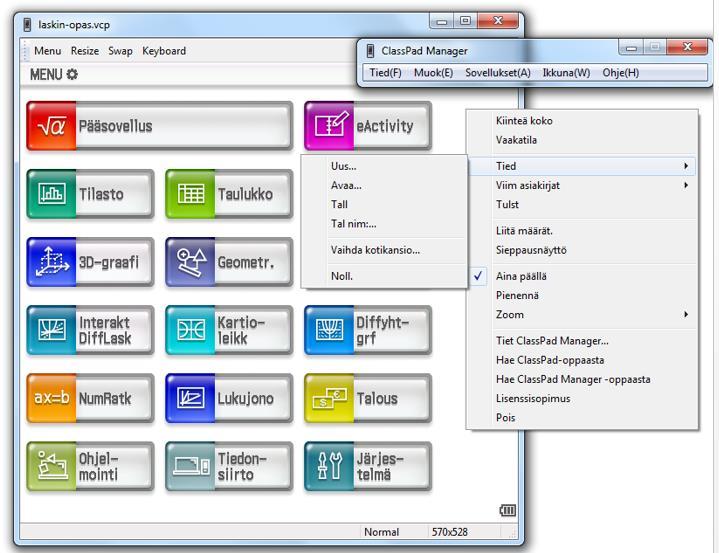 6 Laskinsofta tallentuu automaattisesti kahden sekunnin välein.vcp-tiedostoksi (vcp = virtual class pad).