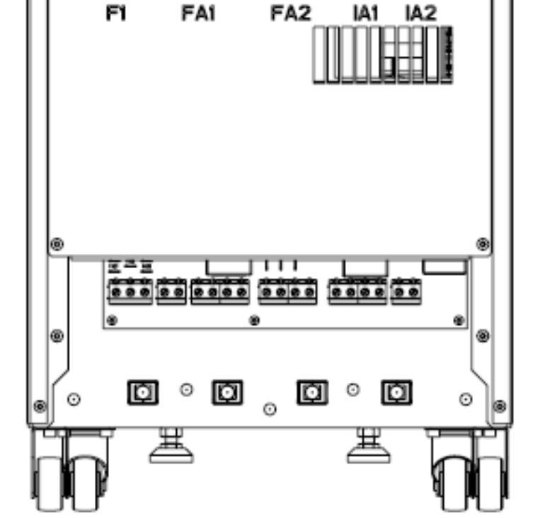 2 ) 6 JR1/RS485, RJ-45 -portti UPS-kaappien välisen Multidrop-yhteyden liitäntä (Katso luku 3) 7 SW1-9 Monikaappikokoonpanon kytkin (katso luku 4) 8 JD8 Rinnakkaisväyläliitäntä (lisävaruste)