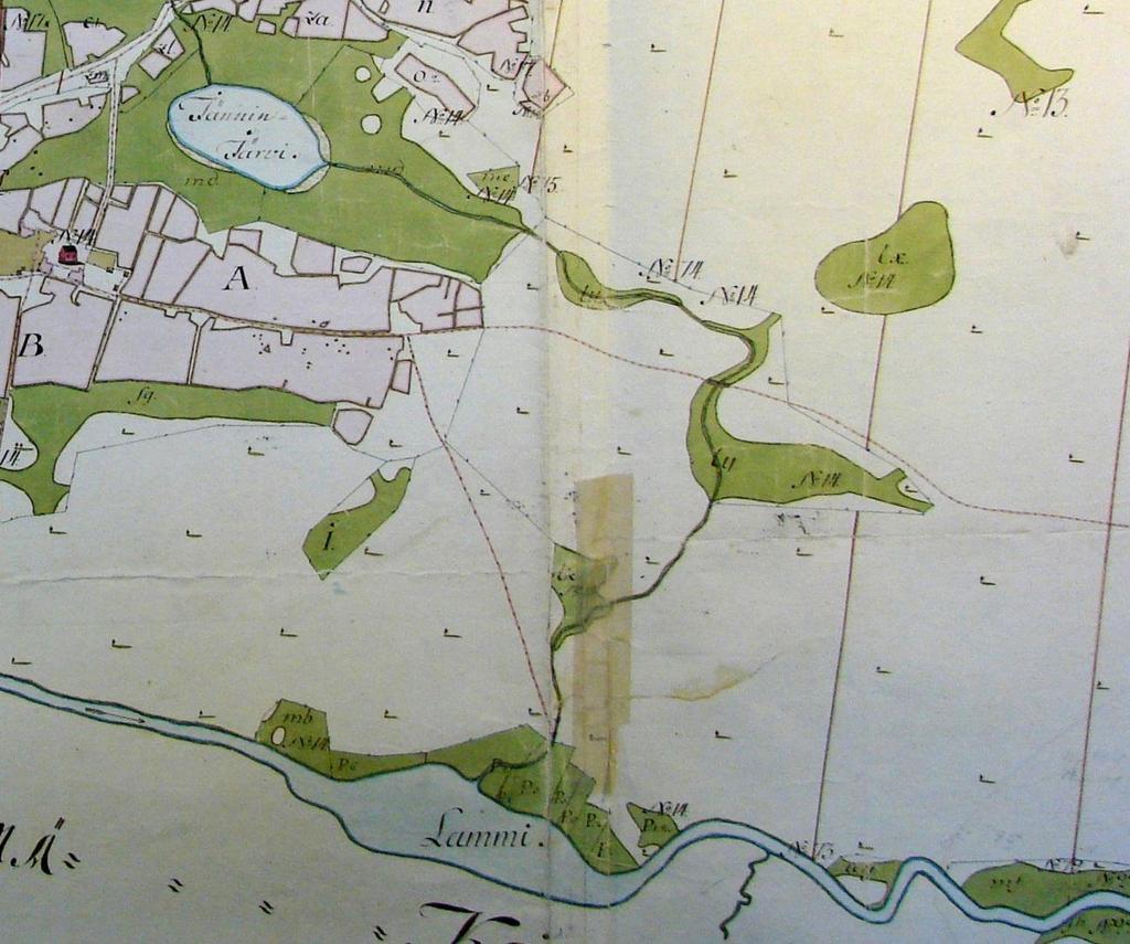 7 Ote isojaon toimituskartasta (Tiisala-Mustianoja) v.1795. Tarkemmat kartta- ym.