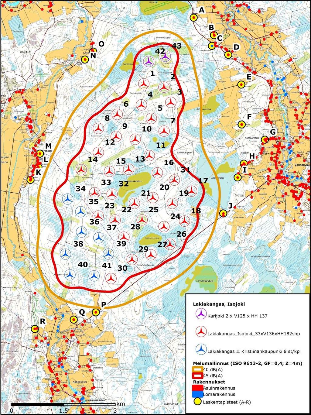 FCG SUUNNITTELU JA TEKNIIKKA OY Melu- ja varjostusmallinnukset 14 (10) 26.5.2017 3 MELU- JA VARJOSTUSMALLINNUSTEN TULOKSET 3.
