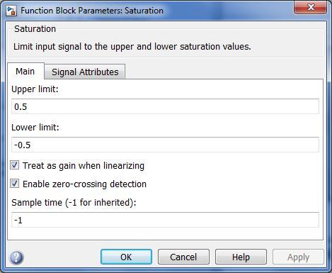 Luistin liikkeen rajoittaminen Luistin liike voidaan rajoittaa esim. käyttämällä Saturation-lohkoa.