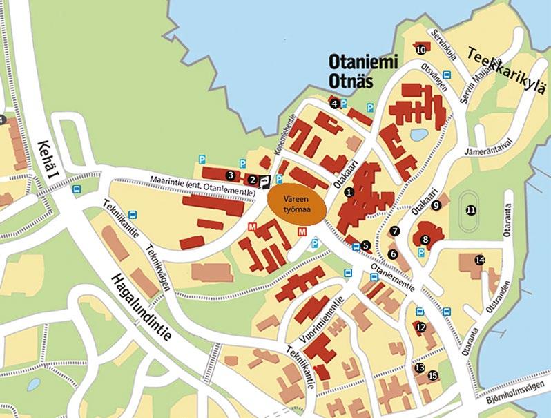 OTANIEMEN KARTTA TÄRKEITÄ PÄIVÄMÄÄRIÄ 1. Kandikeskus * 2. T-talo * 3. TUAS-talo * 4. Maarintalo 5. Harald Herlin -oppimiskeskus (eli pääkirjasto) 6. Otaniemen ostari 7. AYY:n palvelupiste 8. Dipoli 9.