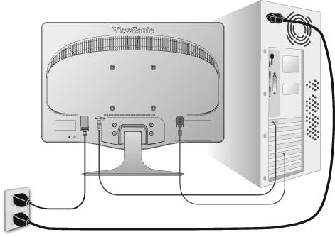 Pika-asennus 1. Kytke LCD display-näytön virtajohto ja verkkolaite. 2. Kytke videokaapeli Varmista, että virta on kytketty pois päältä sekä LCD display -näytöstä että tietokoneesta.