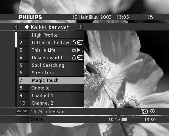 6 Päivittäinen käyttö 6.1 Vastaanottimen kytkeminen toimintaan Kun vastaanotin yhdistetään sähköverkkoon, laitteen etupaneeli syttyy ja muutaman sekunnin kuluttua näkyviin tulee tervetuloa-ruutu.