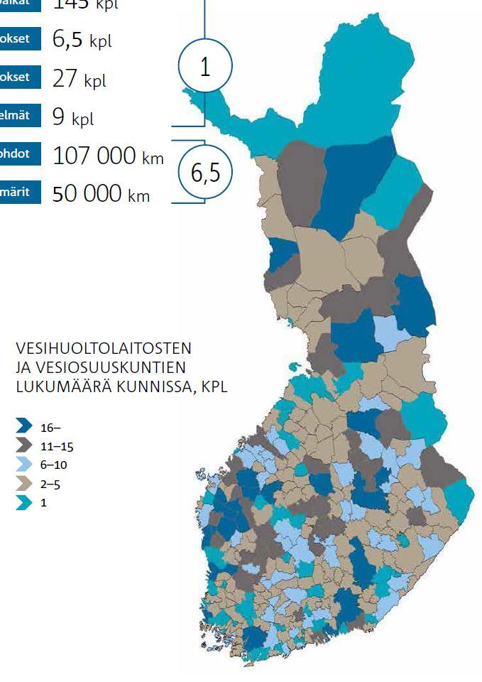 Vesihuoltolaitokset Suomessa Noin 1500 vesihuoltolaitosta Kuva: Suomen