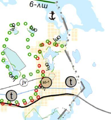Asemakaava-alueesta itään ja länteen sijaitsee alueita, jotka ovat erityisen tärkeitä luonnon monimuotoisuuden kannalta (luo-merkintä) mm. Kokkolan ja Luodon sisäsaariston fladoja ja kluuveja.