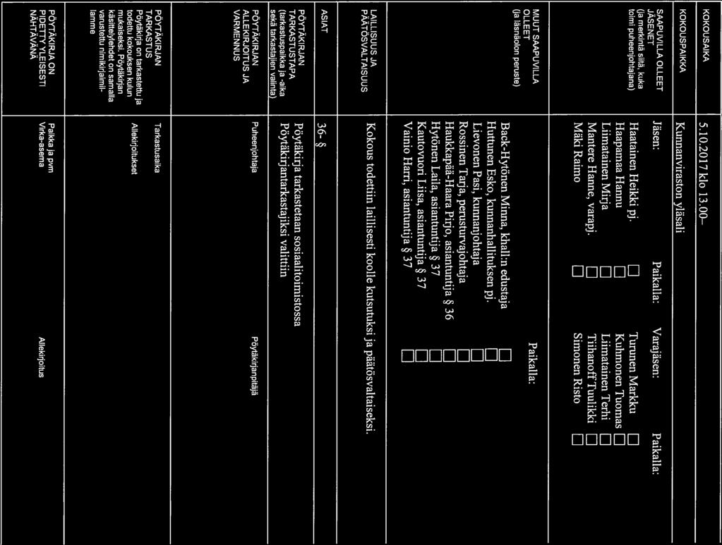 Viranomainen Nro Sivu KOKOUSPÖYTÄKIRJA Perusturvalautakunta 5/2017 53 KOKOUSAIKA 5.10.2017 klo 13.