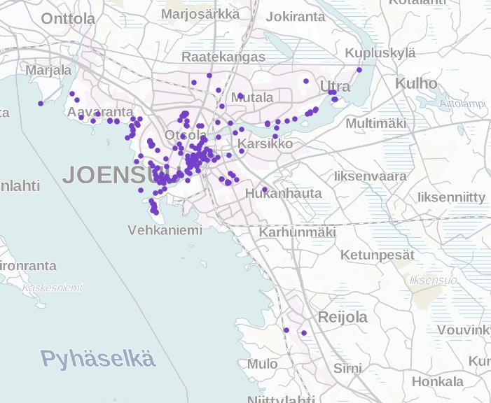 JOENSUUN TÄYDENNYSRAKENTAMISOHJELMA LÄHTÖTIEDOT 1 2 3 4 Tavoitekyselyn karttakoontia -