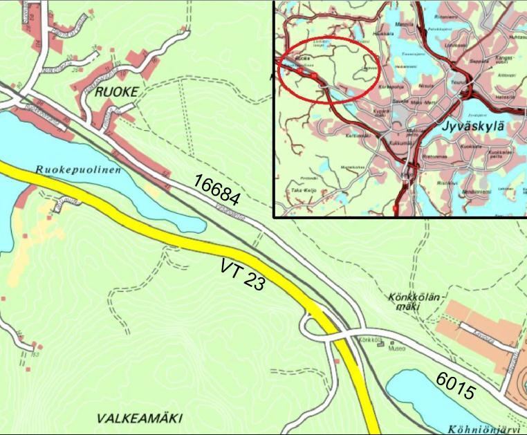 Vesangantien (Mt16684 ja mt 6015) kevyen liikenteen järjestelyt välillä Ruokkeentie Raviraitti, Jyväskylä, Aluevaraussuunnitelma 4 1.