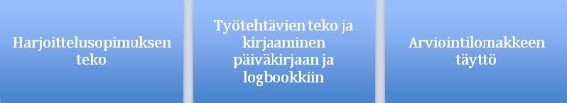 Näitä ovat harjoittelusopimus, harjoittelupäiväkirja sekä AML-logbook. Kuva 16.