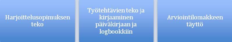 Näitä ovat harjoittelusopimus, harjoittelupäiväkirja sekä AML-logbook. Kuva 16.