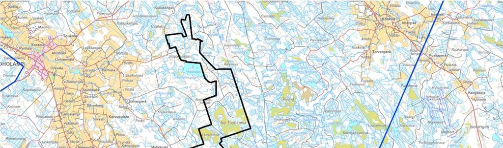 Kuva 8. Toholampi-Lestijärven tuulipuiston sähköasemien alustavat sijainnit ja ilmajohtoreittien lähdöt. 4.2.