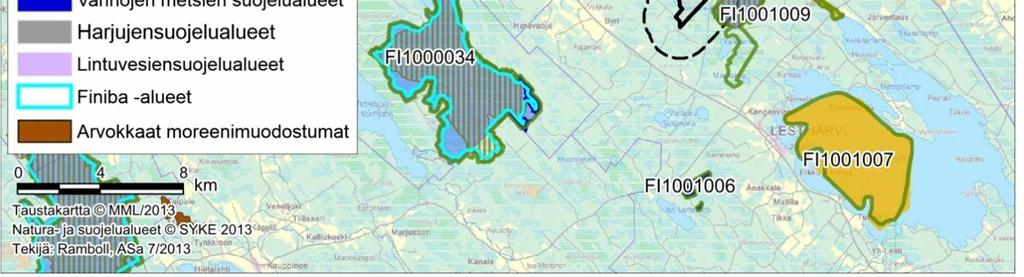 Hankealuetta lähinnä sijaitseva linnustollisesti arvokas FINIBA (Finnish Important Bird Area) sijaitsee Kokkolan Ullavan Kotkannevalla, noin 7,7 kilometriä hankealueelta lounaaseen.