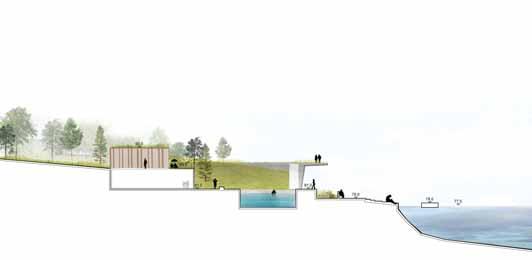 spa/welness center on the public lido and lake Pyhäjärvi in the background