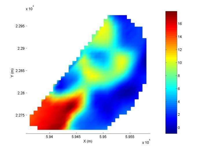 (b) Fuzzy DEM map and (c) Kriging DEM map