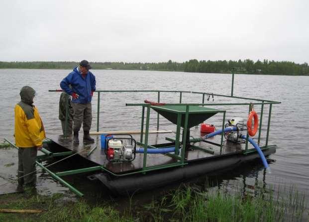 Kuusamojärven Partasenlahti Kartoitukset ennen (2011) ja jälkeen Phoslock-levityksen (2012,2013,2014) Lahti