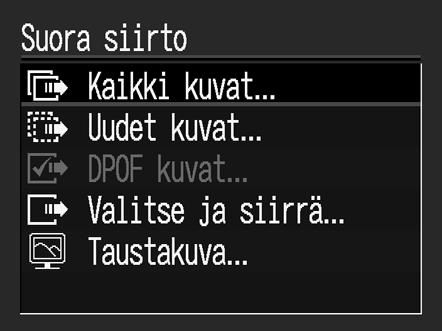Muita toimintoja Kuvien lataaminen suorasiirron avulla Tällä menetelmällä voi ladata kuvia kameran toimintojen avulla.