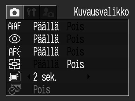 Kameran mukauttaminen (Minun kamerani -asetukset) Minun kamerani -asetusten avulla voit mukauttaa käynnistyskuvan ja -äänen sekä suljin-, painike- ja