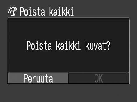 Poistaminen Huomaa, että poistettuja kuvia ei voi palauttaa. Poista kuvatiedostoja harkiten. Yksittäisten kuvien poistaminen 1 Liu uta tilanvalitsin asentoon.