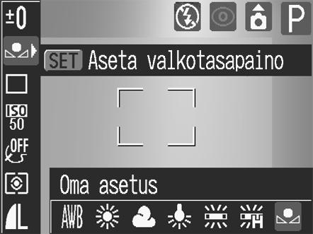 Kuvaaminen Lisätoiminnot 1 Valitse FUNC.-valikosta * (Automaatti). Katso Valikkojen ja asetusten valitseminen (s. 64). * Voimassa oleva asetus näkyy näytössä.