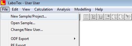 LIITE 1 (14) Valitaan yläpalkista File ja New Sample/Project.