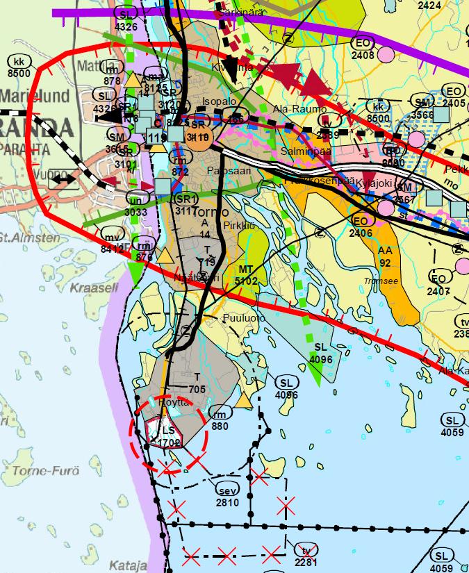 25.1.2016 9 (26) 21.9.2015 lainvoimaiseksi tulleessa Länsi-Lapin maakuntakaavassa (Kuva 6) hankealue ja sen lähiympäristö on os oitettu satama-alueeksi (LS).