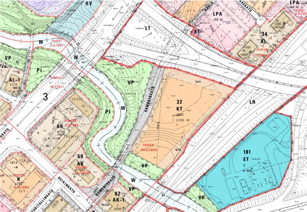 14:059 / Ramoninkatu 4, Rise-kampus / ASEMAKAAVASELOSTUS 12.9.2016 (11) Voimassa olevat asemakaavat Suunnittelualueella on voimassa 30.5.1989 hyväksytty asemakaava.
